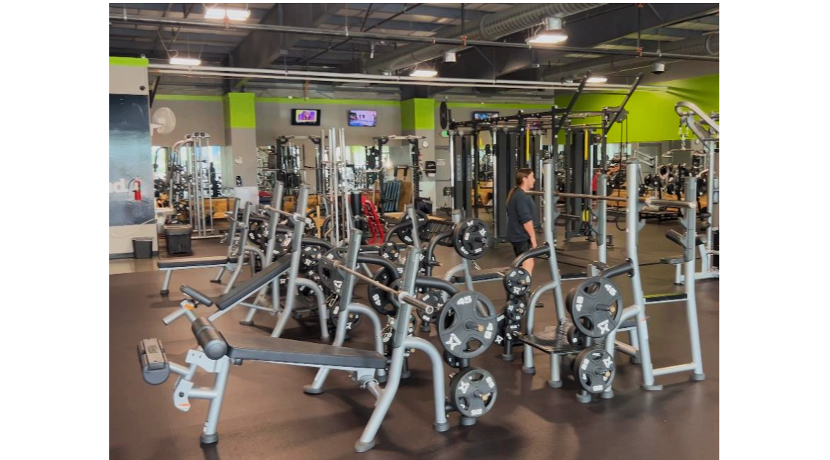 Modern gym in Ammon, Idaho featuring benching bars for strength training
